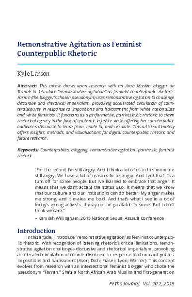 (PDF) Remonstrative Agitation as Feminist Counterpublic Rhetoric