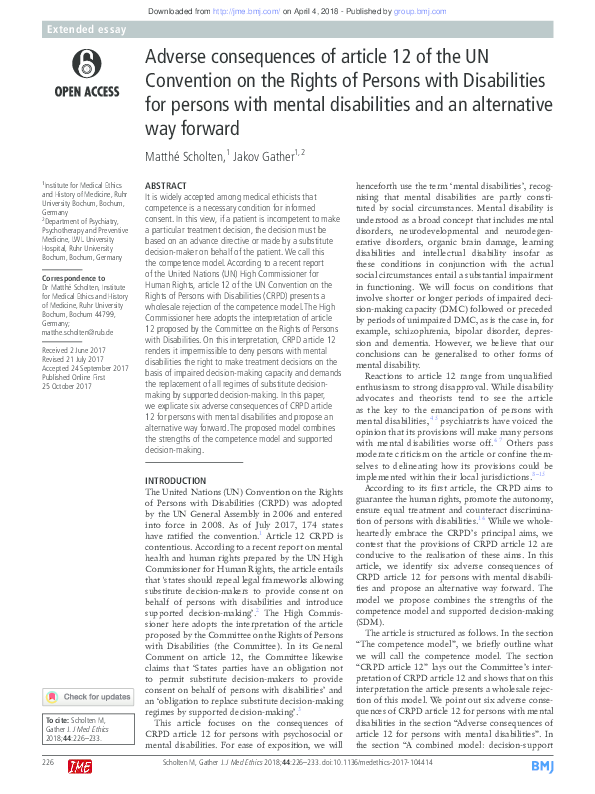 (PDF) Adverse consequences of article 12 of the UN Convention on the ...