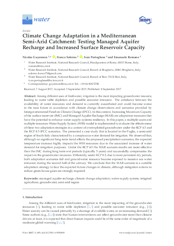 (PDF) Climate Change Adaptation in a Mediterranean Semi-Arid Catchment ...