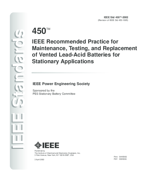 (PDF) IEEE Std 450 ™ 2002 IEEE Practice for Maintenance