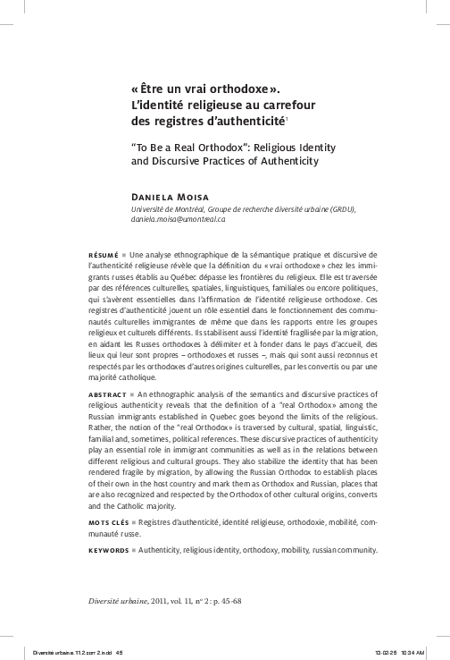 (PDF) To Be a Real Orthodox Religious Identity and Discursive Practices ...
