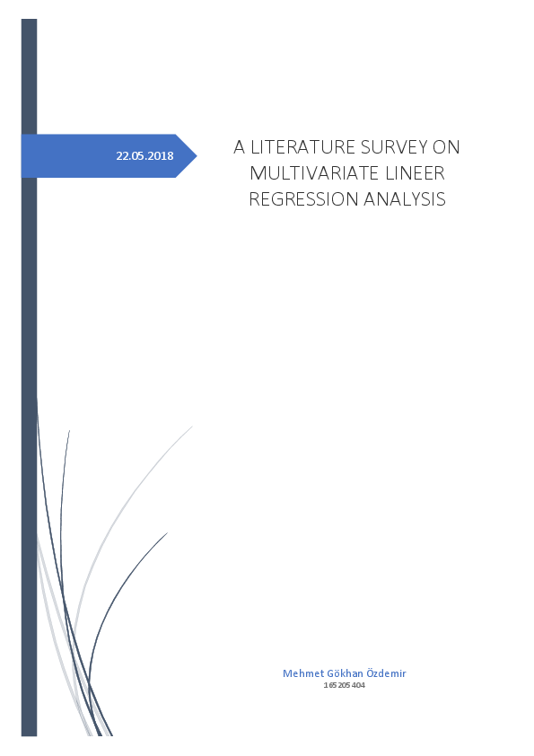 (DOC) A LITERATURE SURVEY ON MULTIVARIATE LINEER REGRESSION ANALYSIS