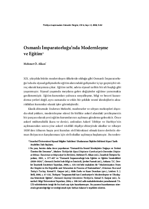 (PDF) Osmanli imparatorlugu'nda Modernlesme ve Egitim