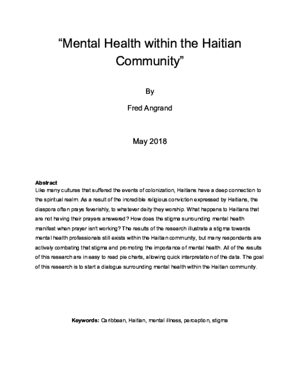(PDF) Mental Health within the Haitian Community