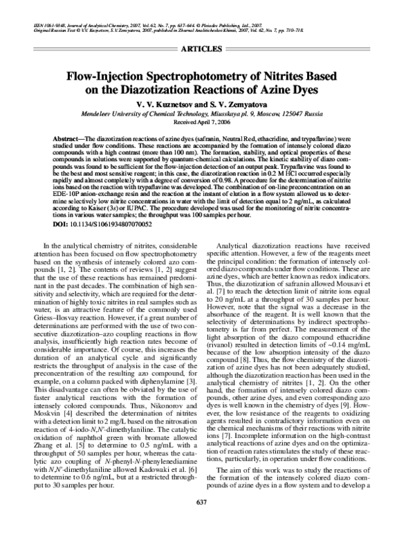 (PDF) FlowInjection Spectrophotometry of Nitrites Based on the