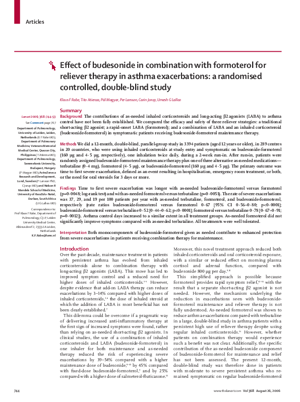 (PDF) Effect of budesonide in combination with formoterol for reliever ...