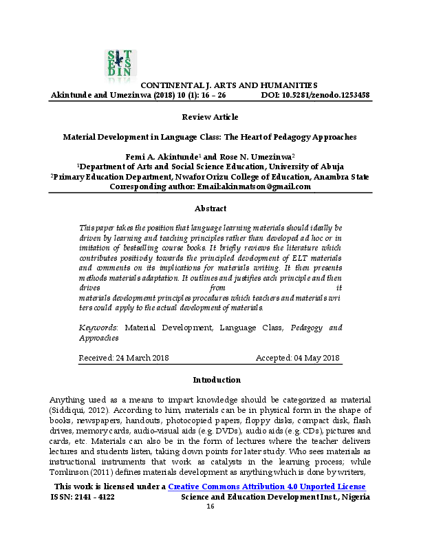 (PDF) Material Development in Language Class The Heart of Pedagogy