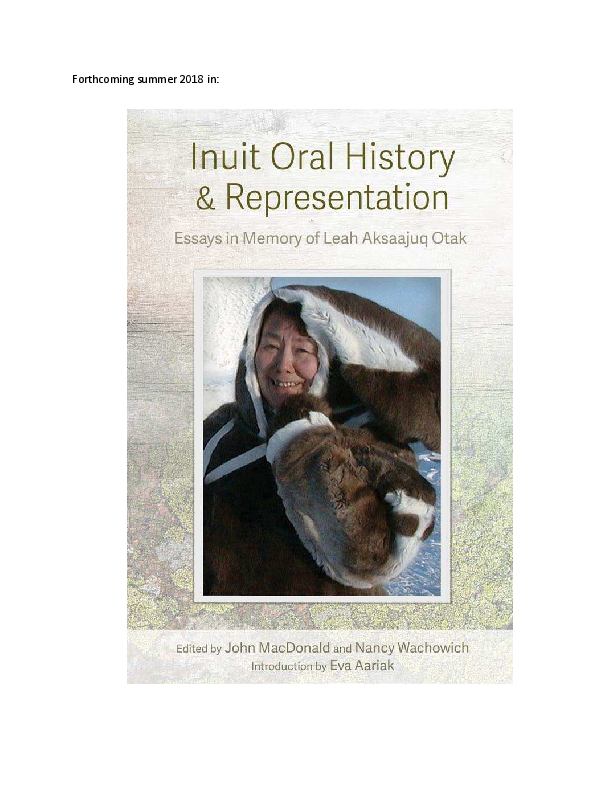(PDF) “Once in a long while” The Igloolik Oral History Project as a