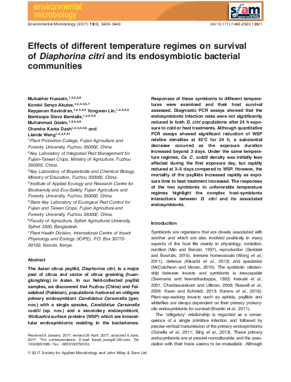 (PDF) Effects of different temperature regimes on survival of ...