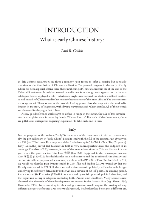 Pdf Introduction What Is Early Chinese History Pdf Introduction What Is Early Chinese History