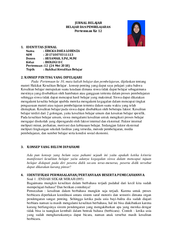 Doc Jurnal Belajar Ericka Dhea Academia Edu