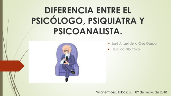 (PPT) DIFERENCIA ENTRE EL PSICOLOGO, PSIQUIATRA Y PSICOANALISTA