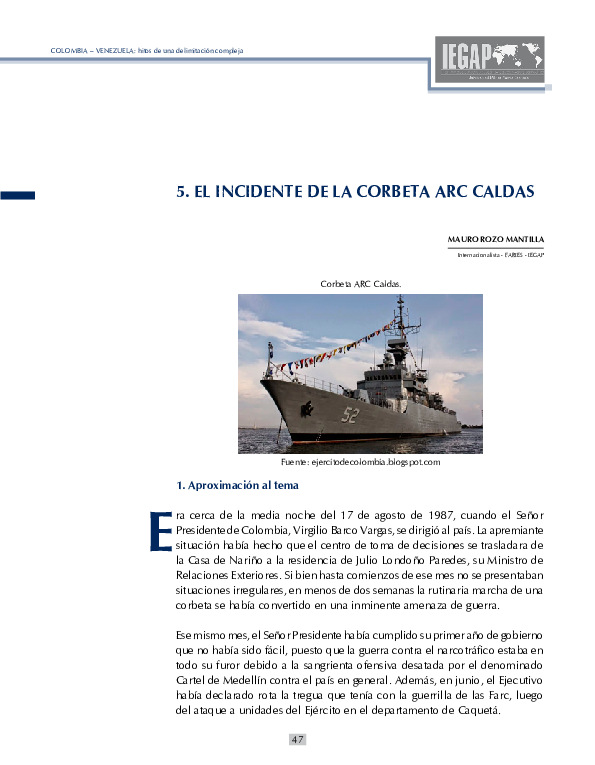 (PDF) El Incidente de la Corbeta ARC Caldas