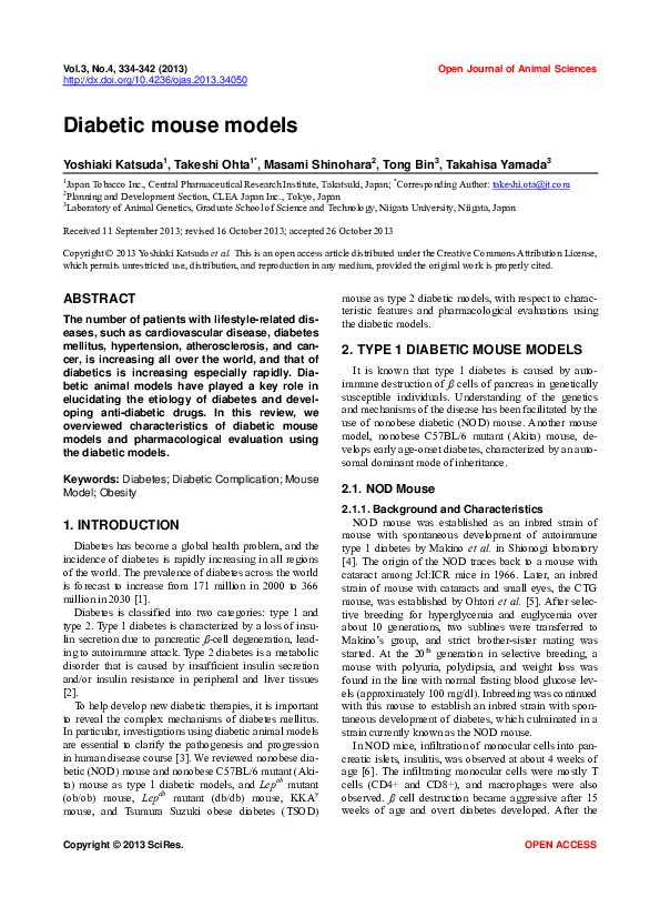 (PDF) Diabetic mouse models