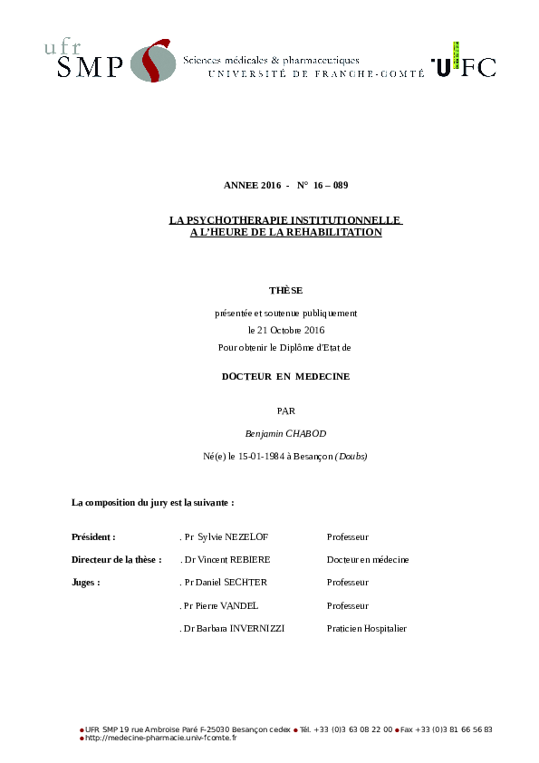 Pdf La Psychotherapie Institutionnelle A Lheure De La - 