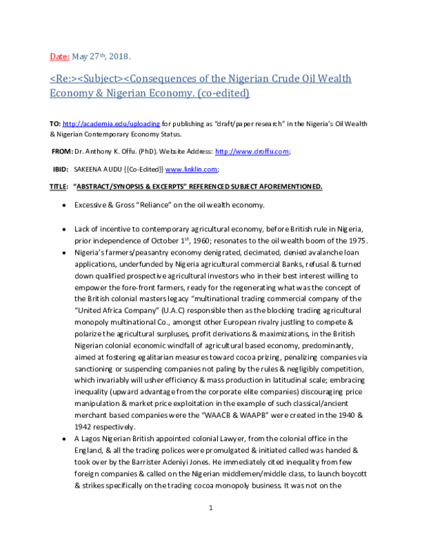 (PDF) Crude Oil and the Nigerian Economy 05 27 2018 MODIFED