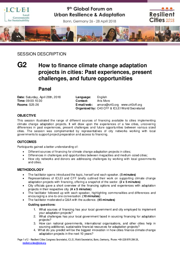 (PDF) G2 How to finance climate change adaptation projects in cities ...