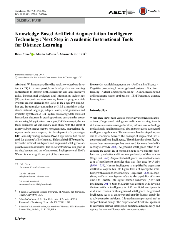 (PDF) Knowledge Based Artificial Augmentation Intelligence Technology ...