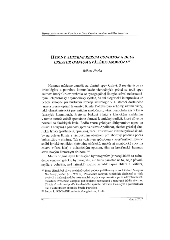(PDF) Hymny Aeterne rerum Conditor a Deus Creator omnium svätého Ambróza