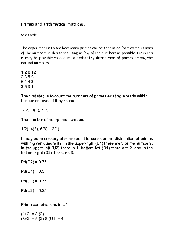 (PDF) Primes and arithmetical matrices