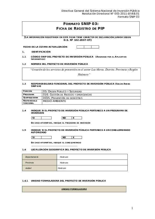 (DOC) Formato SNIP 03: Ficha de Registro de PIP