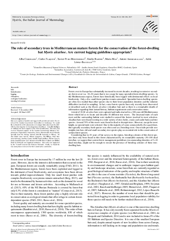 (PDF) The role of secondary trees in Mediterranean mature forests for ...