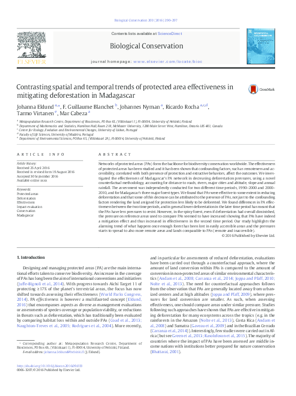 (PDF) Contrasting spatial and temporal trends of protected area ...