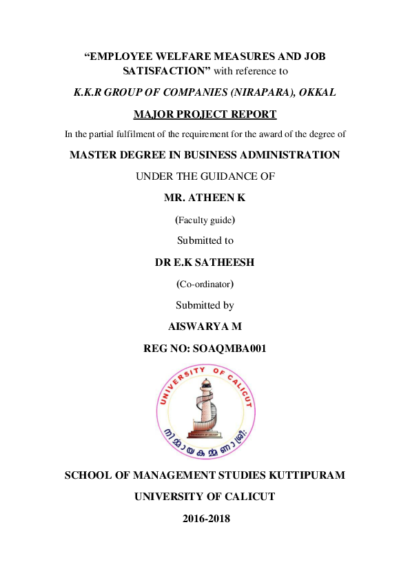 Employee welfare measures project pdf picture