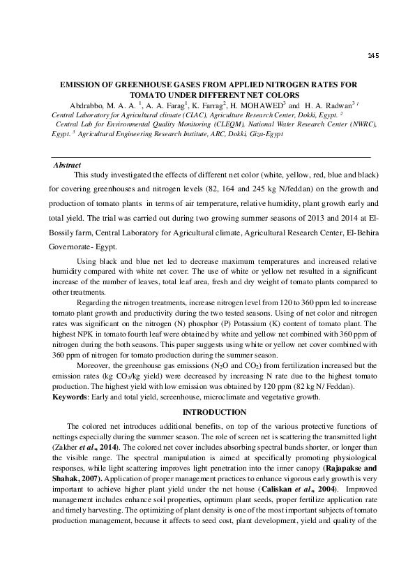 (PDF) EMISSION OF GREENHOUSE GASES FROM APPLIED NITROGEN RATES FOR ...