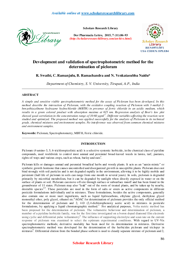(PDF) Development and validation of spectrophotometric method for the