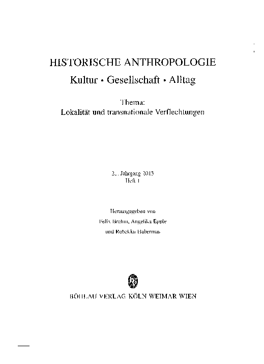 (PDF) HISTORISCHE ANTHROPOLOGIE Kultur · Gesellschaft · Alltag