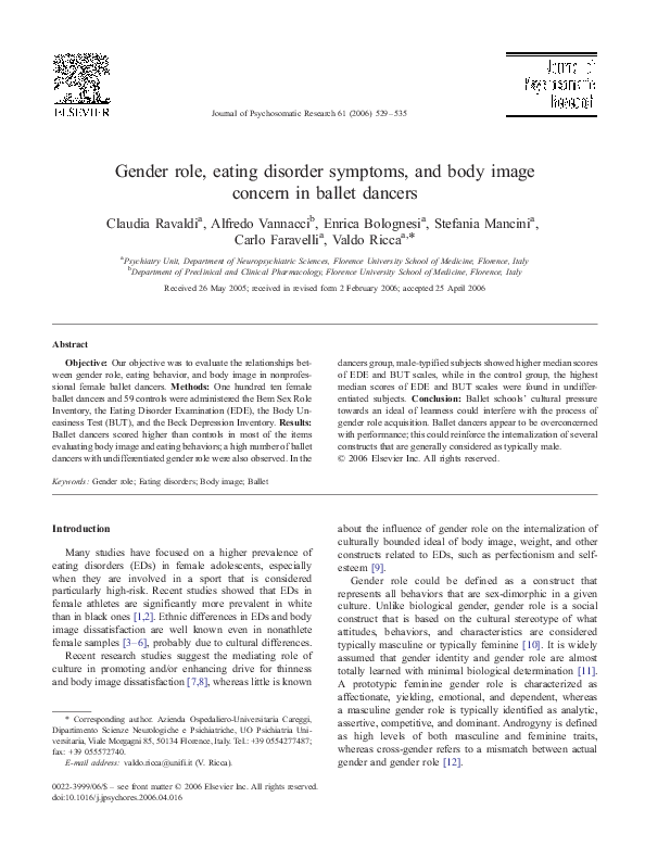 (PDF) Gender role, eating disorder symptoms, and body image concern in ballet dancers Claudia