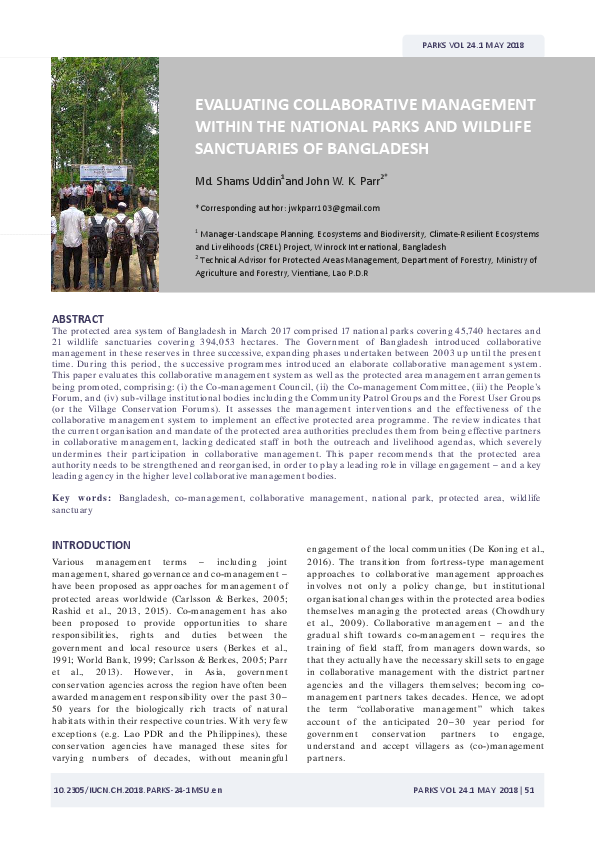 (PDF) Evaluating collaborative management within the national parks and ...