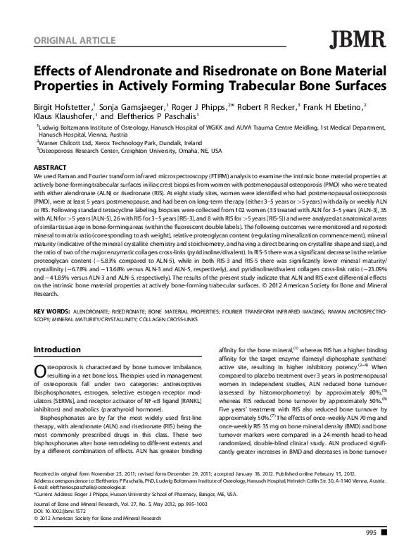 (PDF) Effects of Alendronate and Risedronate on Bone Material ...