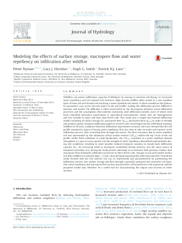 (PDF) Modeling the effects of surface storage, macropore flow and water ...