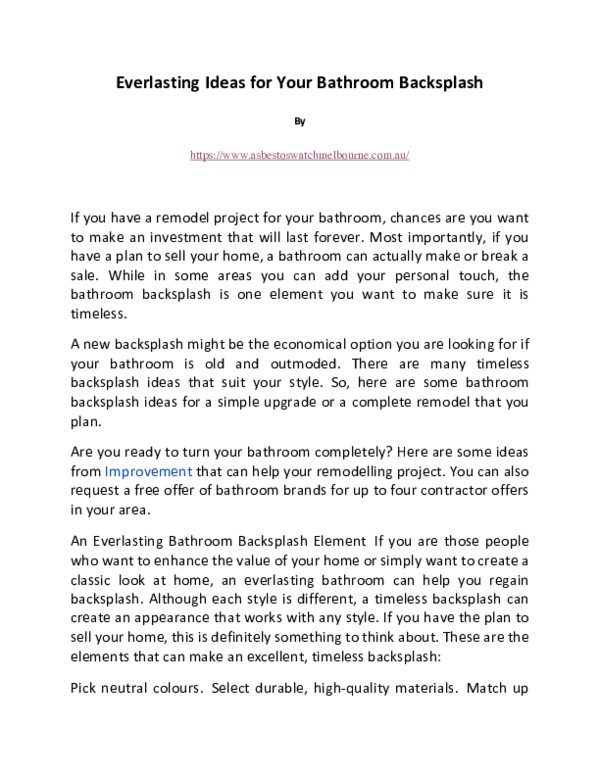 (PDF) Everlasting Ideas for Your Bathroom Backsplash Asbestos Watch