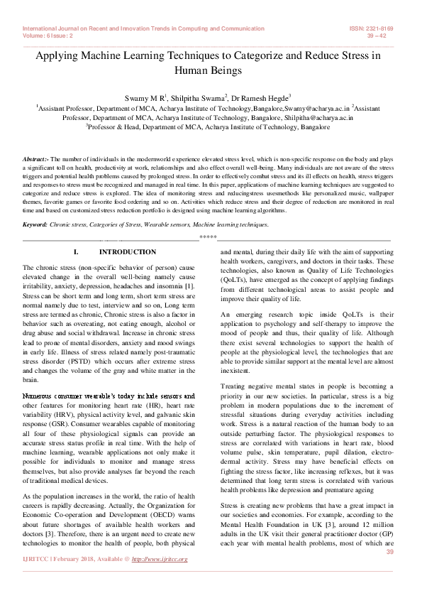 (PDF) Applying Machine Learning Techniques to Categorize and Reduce ...