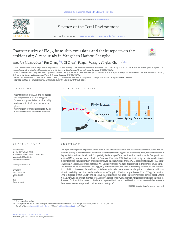 (PDF) Characteristics of PM 2.5 from ship emissions and their impacts ...