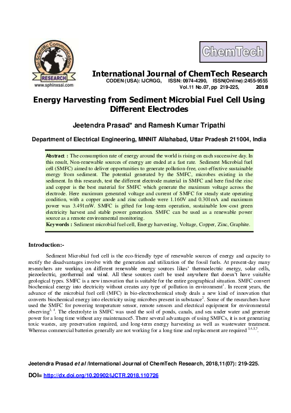 (PDF) Energy Harvesting from Sediment Microbial Fuel Cell Using ...