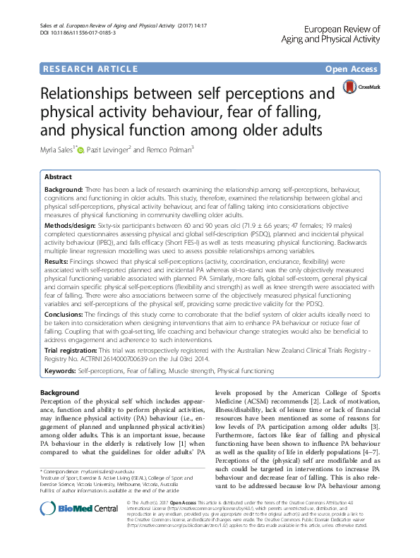 (PDF) Relationships between self perceptions and physical activity ...