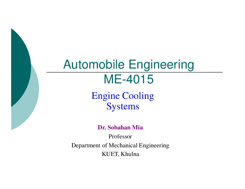 (PDF) Engine Cooling Engine Cooling Systems Omar Ibna Shahid