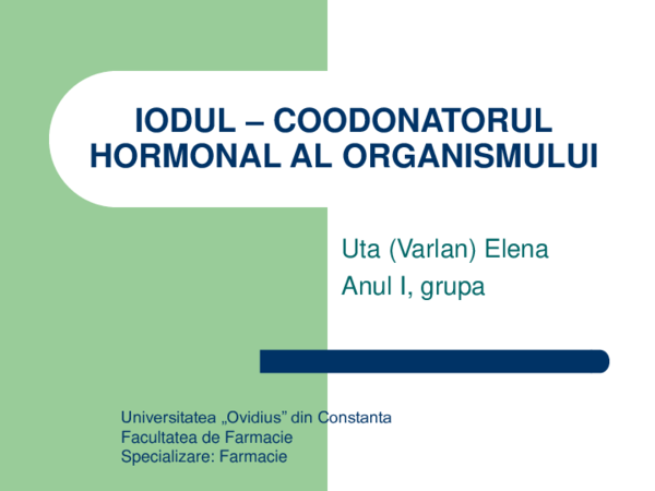 (PPT) IODUL COODONATORUL HORMONAL AL ORGANISMULUI