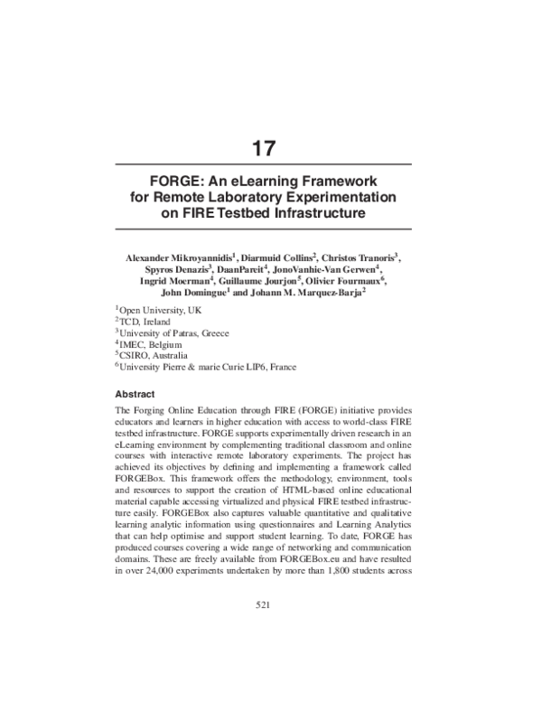 (PDF) FORGE: An eLearning Framework for Remote Laboratory ...