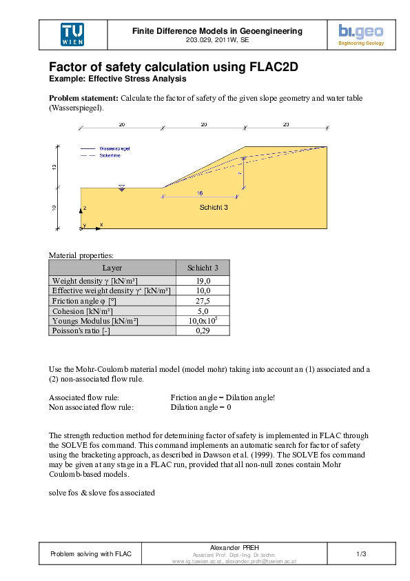 (PDF) Finite Difference Models in Geoengineering Factor of safety ...