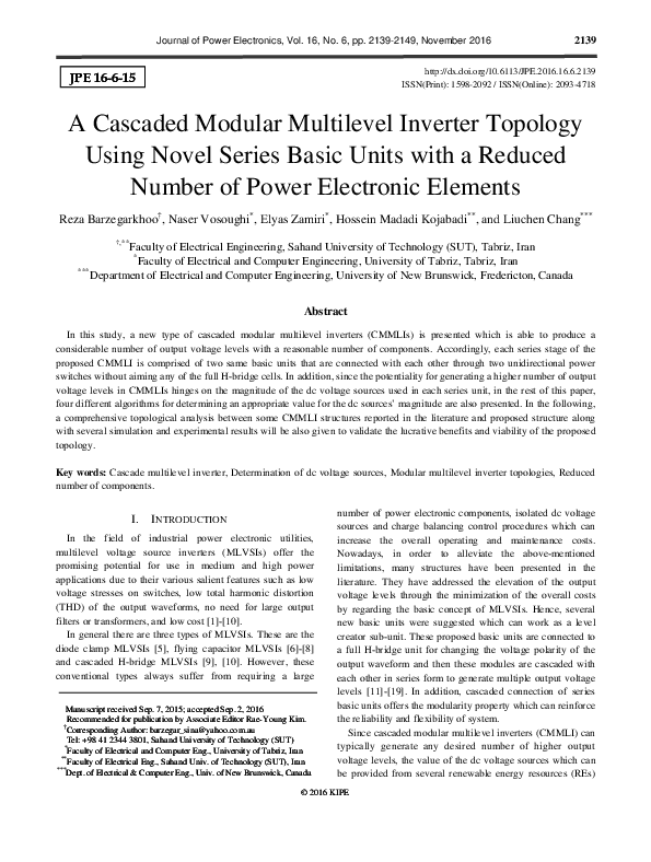 (PDF) A Cascaded Modular Multilevel Inverter Topology Using Novel ...