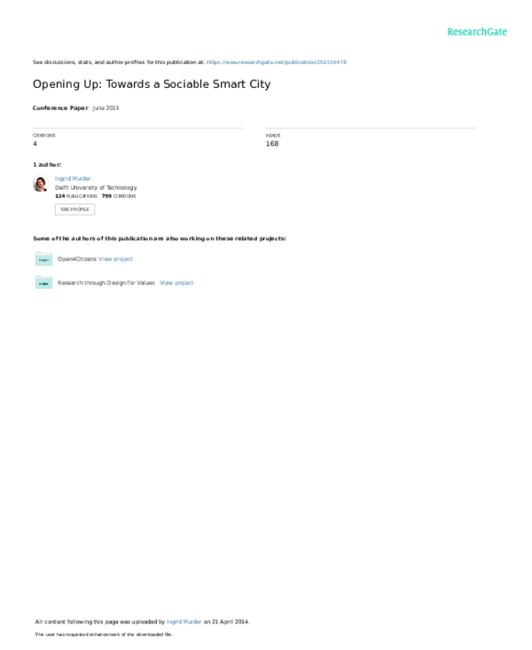 (PDF) Opening up: Towards a Sociable Smart City