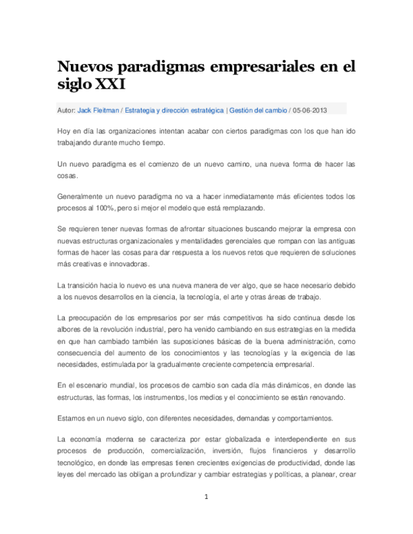(PDF) Nuevos paradigmas empresariales en el siglo XXI