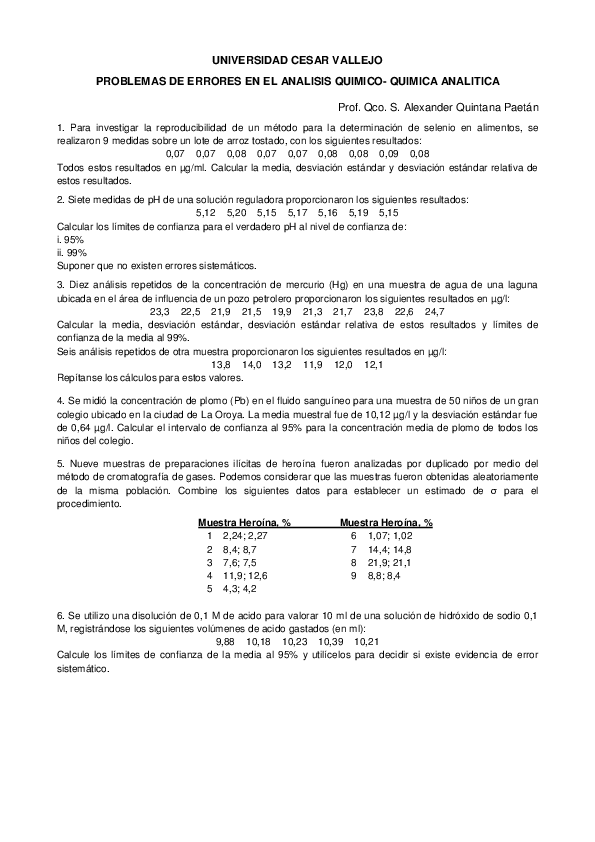 (PDF) UNIVERSIDAD CESAR VALLEJO PROBLEMAS DE ERRORES EN EL ANALISIS QUIMICOQUIMICA ANALITICA (PDF) UNIVERSIDAD CESAR VALLEJO PROBLEMAS DE ERRORES EN EL ANALISIS QUIMICOQUIMICA ANALITICA