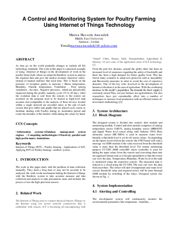 (PDF) A Control and Monitoring System for Poultry Farming Using ...
