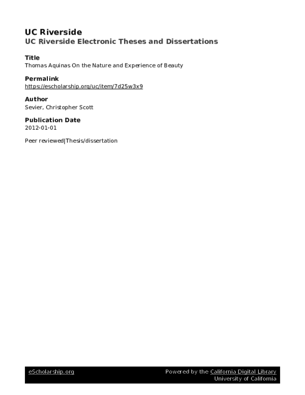 Pdf Thomas Aquinas On The Nature And Experience Of Beauty Scott Sevier Academia Edu